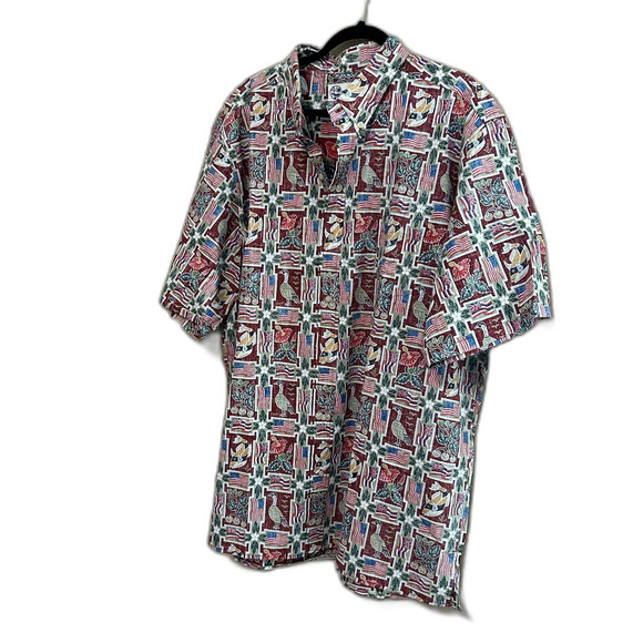 NWT Reyn Spooner Hawaiian Shirt Men 3XL Red Flag American Union Jack Button Down - Picture 2 of 7